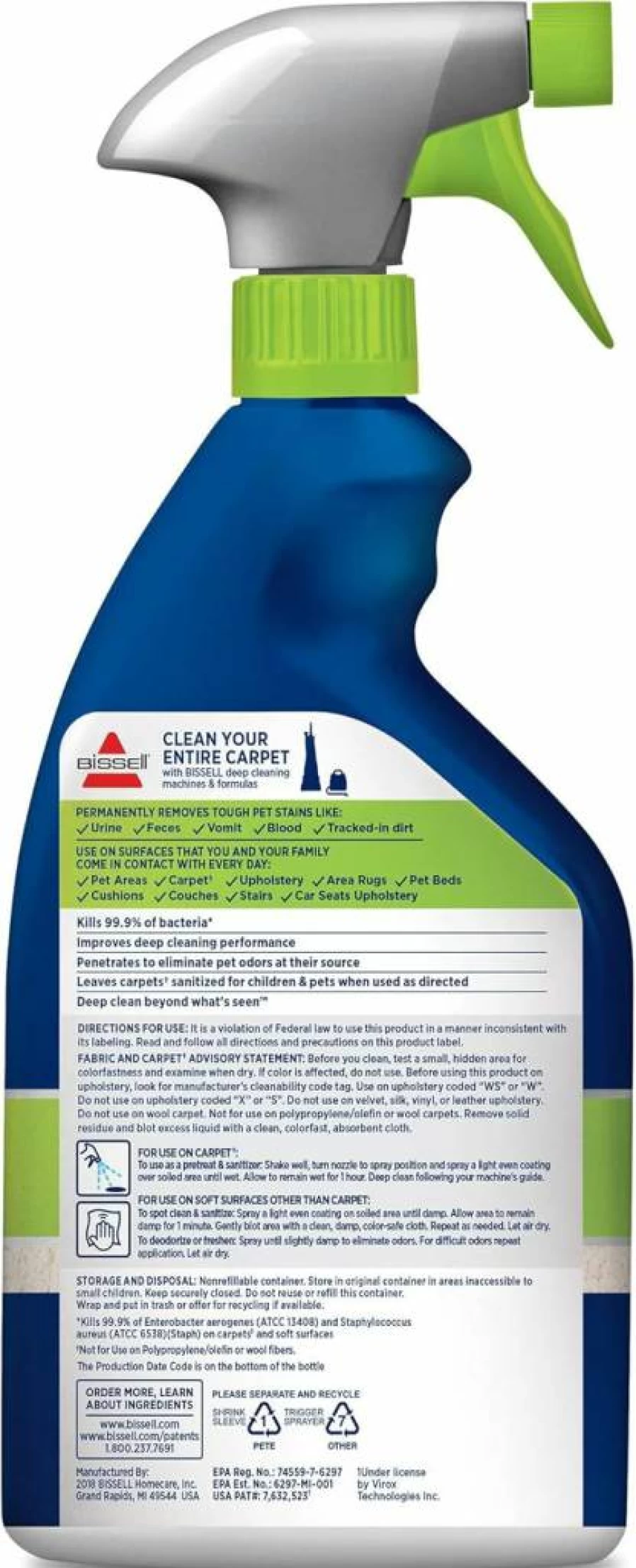 Bissell 11299 Pet Stain & Odor Remover with Sanitizing Formula, 22 Ounce, 2-Pack for Dogs and Cats