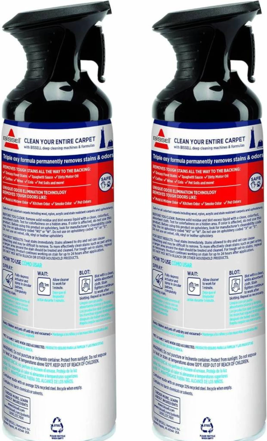 Bissell 95C9L PowerShot Oxy Professional Carpet Cleaner, Spot and Stain Remover, 14 Ounce (2-Pack)