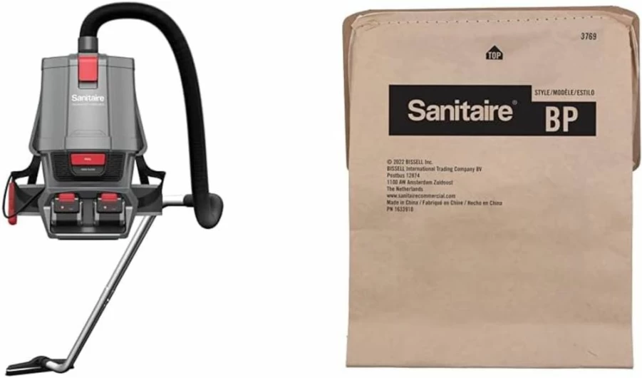 Sanitaire SC580A Cordless Backpack Vacuum - Commercial Grade with Adjustable Wand, Dual 24V Batteries & Handheld Controls, Lightweight Gray Design
