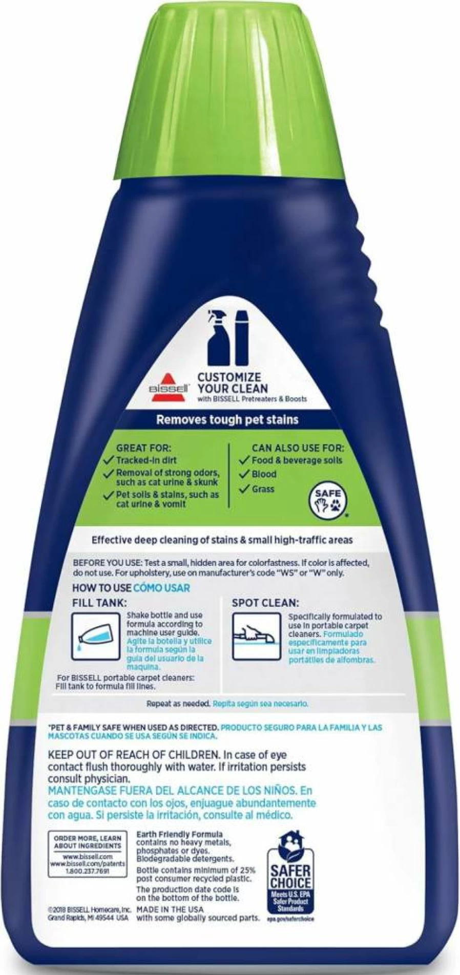 Bissell Simply Spot & Stain Portable Carpet Cleaner Solution, 32 Oz Bottle, Formula 3368 for Quick Carpet Cleaning