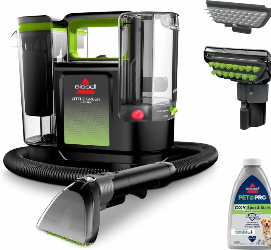 Bissell Little Green Max Pet Portable Carpet Cleaner for Stains and Pet Hair, Upholstery & Auto Detailing with Self-Cleaning Tool (Model 3860)
